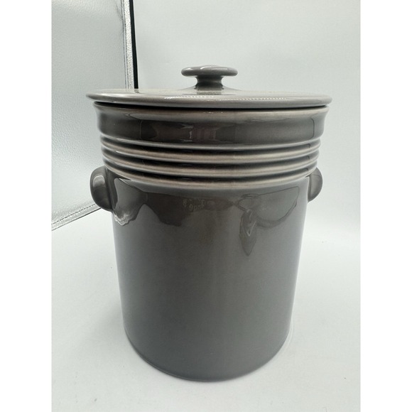 Large Ceramic Storage Canister Jar Gray with Lid Kitchen Countertop Decor - Picture 5 of 13